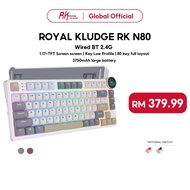 Royal Kludge RK N80 Pearly Dawn 80 Key Low Profile Tri-Mode RGB Wired Bluetooth 2.4G Wireless with T