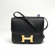 HERMES Constance康康19黑色Epsom皮C刻玫瑰金扣肩背包