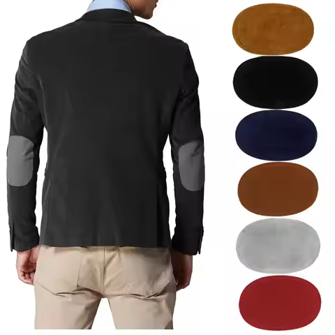 2 Pieces Iron on Fabric Patches Denim Jean Oval Sew On Elbow Knee Repair Patches Clothing Kit Sewing