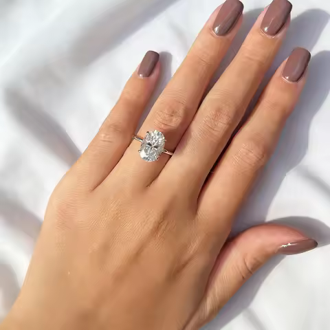 4.5CT Oval Cut Full Moissanite Rings for Women 925 Sterling Silver Certified Lab Diamond Engagement 