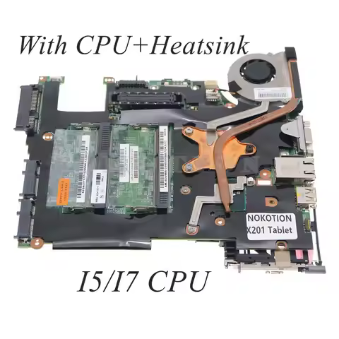 For Lenovo 63Y1771 MAIN BOARD Thinkpad X201 Tablet X201T PC Motherboard with CPU+Heatsink Fan