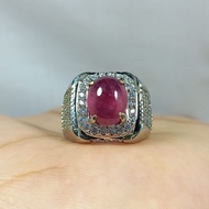 926 MICROSETTING SILVER RING WITH GENUINE RUBY GEMSTONE natural