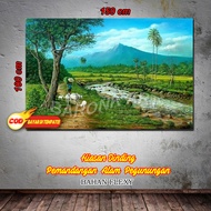 LUKISAN CETAK PEMANDANGAN ALAM PEGUNUNGAN BA02/HIASAN DINDING PEMANDANGAN SAWAH/POSTER PEMANDANGAN