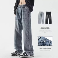 Men's Quality American Style Trendy Brand Black Jeans Pants Loose Straight Wide Leg Jeans Trousers P