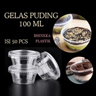 Pudding Cup + Lid 100 ML Contents 50 Pcs Pudding Cup/, Sauce Cup, Thinwall Pudding - 100ML Pudding C
