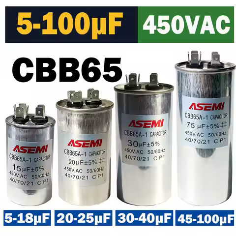 35uF 25uF 20uF 100uF 40uF 45uF 10uF 15uF 5uF CBB65 450V AC Motor Run Capacitor for Air Conditioner C