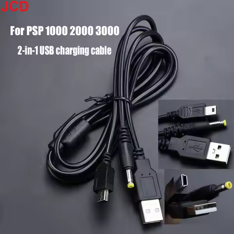JCD 2 in 1 USB Charger For PSP 1000 2000 3000 Game Console USB Data Cable + Charger Cable Cord Game 