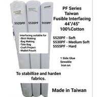 5520PF 5530PF 5555PF Taiwan Fusible Interfacing 100%Cotton Pengeras Kain Keras Interlining Interfaci