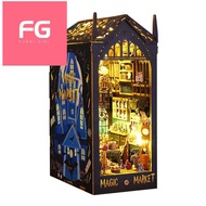 DIY Book Nook Miniature Kits for Adults, 3D Wooden Puzzle Miniature House Kit for Book Nook Shelf In