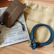 二手正品Bottega Veneta BV 藍綠色 雙圈小羊皮 皮繩 手環