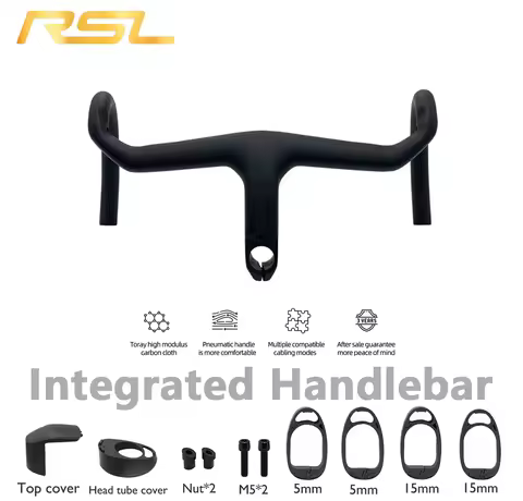 Aero RSL OCLV Carbon Road Bike Handlebar Stem Lightweight 305g Cockpit, 28.6mm -7° Angle, 80-130mm, 