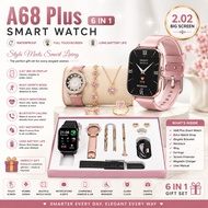 A68 Plus Smart Watch 6 in 1 Waterproof Touchscreen Fitness Tracker Bluetooth Smartwatch Heart Rate S