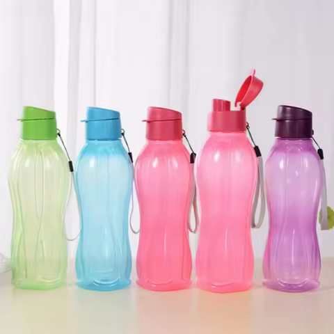 800/1100ML Plastic Water Bottle Large Capacity Leak Proof Flip Top Drink Bottle with Handle Strap Li