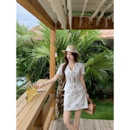 60338L _ Large Size Linglong Chunxi Korean Style Gaozhi Top+Half Skirt Two-Piece Pure Cotton Embroid