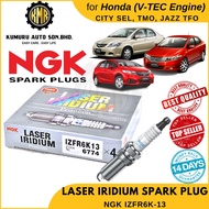(1@Set) NGK Laser IrIdium Spark Plug Honda City SEL GD TMO GM2 Jazz TFO (I-VTEC Engine) NGK 1ZFR6K-1