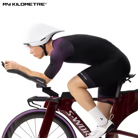 MY KILOMETRE Men's Triathlon Suit Short Sleeve Quick Dry Lightweight Anti-UV Swimming Cycling Runnin