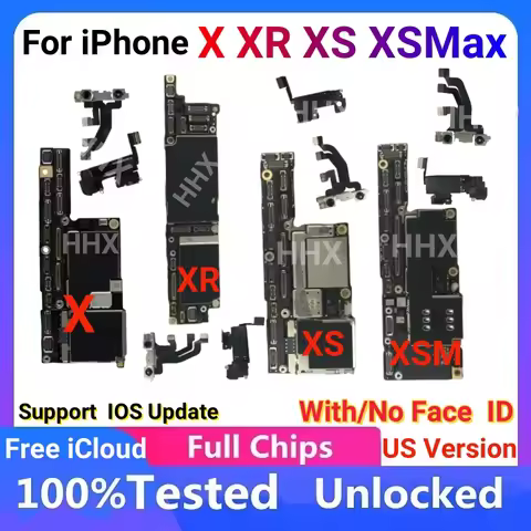 Clean ICloud Mainboard Unlocked For iPhone XS Motherboard 64GB 256GB 512GB Logic Board With/No Face 
