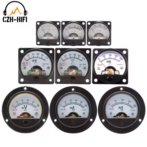 1pc Vintage Panel Meter Vu mA mV DC 100mA 200mA 100mV 500uA Ampere Meter for Audio Amplifier DIY HiF
