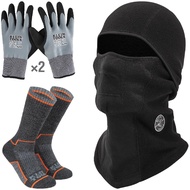 Klein Tools 80109 Balaclava Winter Kit with Fleece Balaclava, (2) Thermal Dipped Winter Gloves, Perf