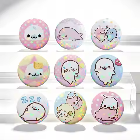 CUTE Seal Badges Round Exquisite Badge Brooches Creative Pins For Clothes Hat Backpack Gift M-Mamego