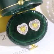 18K金黃鑽鑽石耳環-心形設計