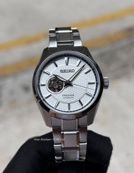 Brand New Seiko Presage Sharp Edged White Dial with Open Heart Automatic Watch SPB309J1