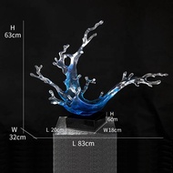 New Home Decoration Sea Spray Abstract Blue Transparent Resin Sculpture
