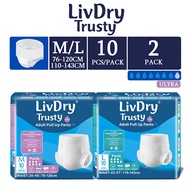 (2 Packs) LivDry Trusty Pants Ultra Adult Diapers - Size M / L