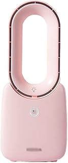 USB Desk Fan Small Bladeless fan with USB Rechargeable Battery Operated and Night Light Table Fan for Indoor (Color : Pink)