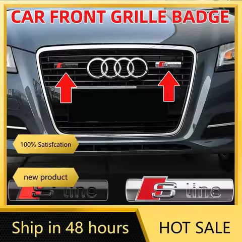 1pc Car Front Grille Emblem Badge Decal Accessories for Audi Sline S7 S8 A4L SQ5 SQ7 S3 S4 S5 A6L A1