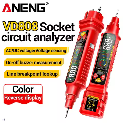 Socket Circuit Analyzer ANENG VD808 AC/DC Voltage Socket Tester Digital Circuit Breaker Finder Leaka