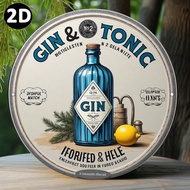 HELLOYOUNG Vintage Gin Tonic Metal Sign, Round Rustic Bar Wall Art Decor