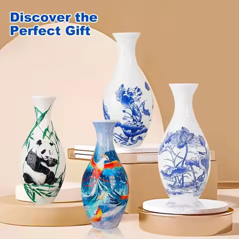 3D Puzzle Vase Home Decoration Christmas Gifts DIY Chinese Vase for Bouquet Flowers Creative Handmad