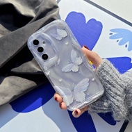 1ชิ้น เคสโทรศัพท์ป้องกันการตก ครอบคลุมเต็มรูปแบบ 3 มิติ ลายผีเสื้อขนนกสีน้ำเงินและเงิน ที่สวยงามและส