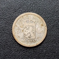 Koin Silver Nederlandsch Indie 1/10 Gulden 1920 Uang Kuno Perak TP12rp