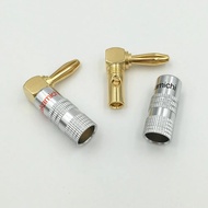 10pcs Brass 90 Degree Right Angle 4mm Nakamichi Banana Plug For Video 24k Gold Plated Speaker Adapter Audio Connector