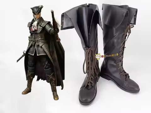 Games Bloodborne Lady Maria Hunter Cosplay Shoes Handmade Faux Leather Boots