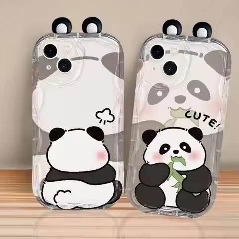 3D Ears Panda Casing For OPPO Realme C75 C65 C67 C63 C61 C51 Note 50 60 C53 C55 C33 C35 C15 C12 C11 