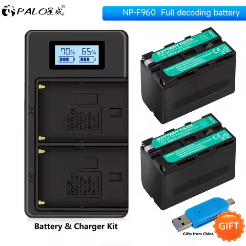 7.2V 8800mAh NP-F970 NP-F960 NP F970 Batteries + LCD Dual Charger for SONY F970 F960 F770 F570 HVR-H