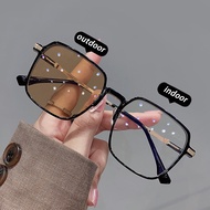 Fashion Large Frame Glasses New Style Womens Photochromic Glasses Square Anti-Blue Light Glasses Cer