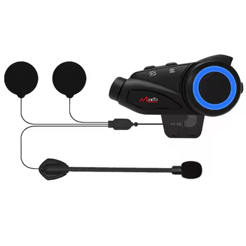MaxTo M3 1080P Camera Moto Recorder Motorcycle Helmet bluetooth Intercom for Group Talking.