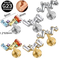 Bodyace Multicolor Crystal Ear Piercing 1 Pc 16G Stud Earring G23 Titanium Earring Flat Back Lip Pie