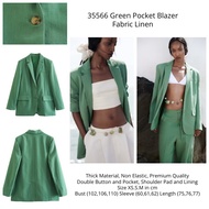 HIJAU 35566 Green Blazer Office Blazer Women's Work Suit Green Pocket Blazer