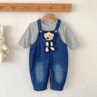 [Pants + Shirt] Jeans overalls set for boys and girls Cute denim overalls set SLT127