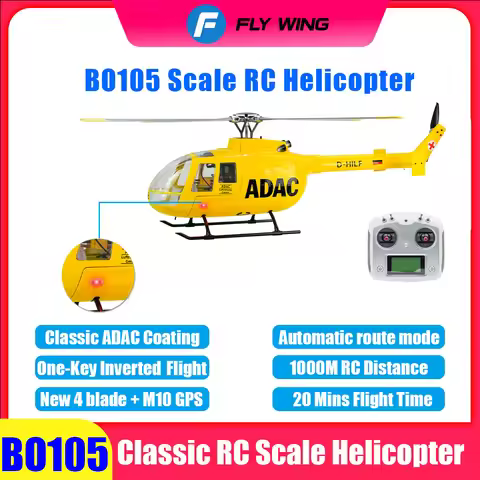 FLYWING BO105 RC Helicopter ADAC 470 class 6CH scale helicopter BO105 rc Plane 4 blades rotor head o