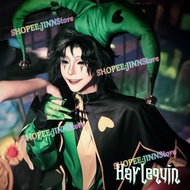 -JINN-PIERROT HARLEQUIN JESTER Cosplay Costume Wig Suits THE FREAK CIRCUS Horror Jester Costume Anim