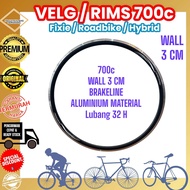 ( VELG ODESSY / 700c / 32H / 3.8cm / HITAM BRAKELINE ) Velg Sepeda Fixie Roadbike 700 C Lubang 32 H 