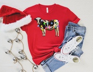 [Cod] Christmas Cow Lights Shirt Mooey Christmas T-Shirt Christmas Cow T-Shirt Highland Cow Shirt Cu