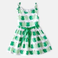 dress fashion import anak hijau apel simple