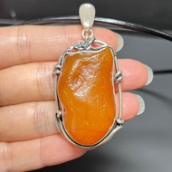 天然波羅的海海漂蜜蠟項鏈 全皮原石 s925銀鑲嵌 蜜蠟